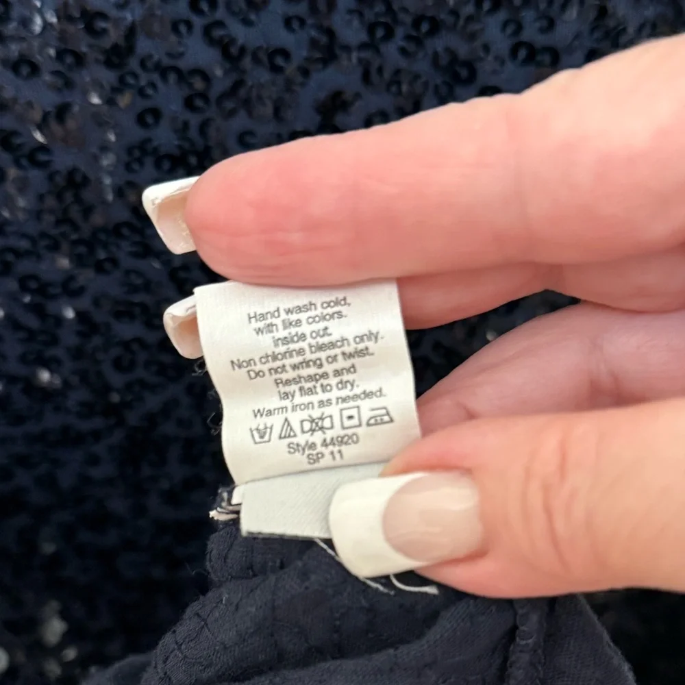 J. Crew Navy Blue Sequin Sleeveless Tank Top Size Large - Picture 5 of 11